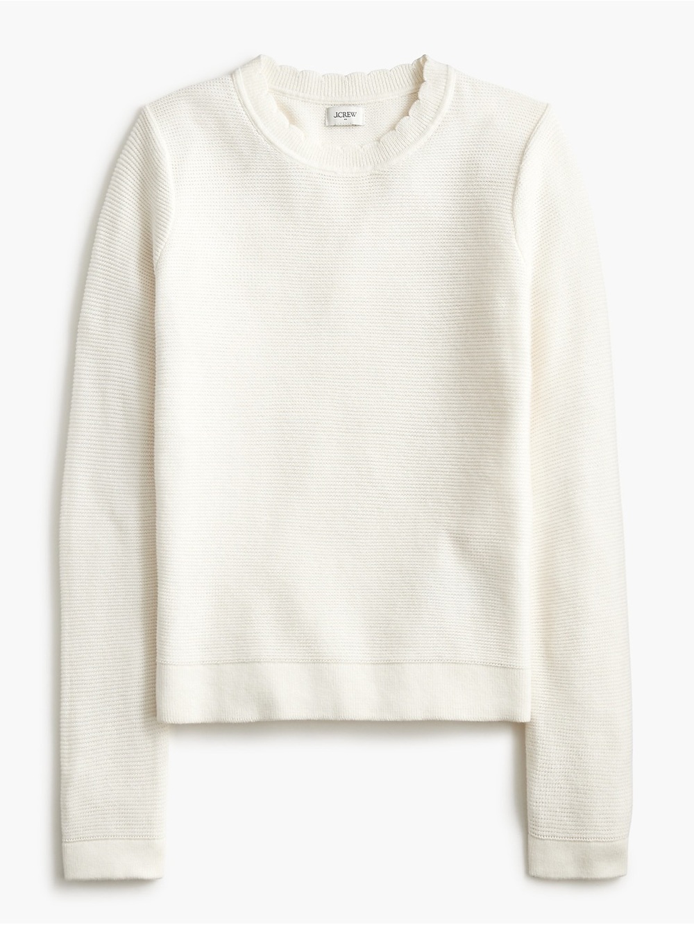 J. Crew Cream Crewneck Scalloped Textured Sweater
